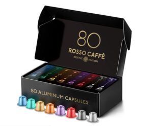 rosso caffe ‘reserve edition’ 80 coffee pods for nespresso original machine – variety pack – 100% aluminium capsules – our best ever barista quality coffee, incredible taste & flavours!