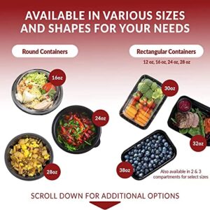 Reli. (50 Pack 32 oz. Meal Prep Containers - 1 Compartment Food Containers with Lids, Stackable Microwavable Freezer Dishwasher Safe Plastic Food Storage - Black Reusable BPA Free Bento Box/Lunch Box