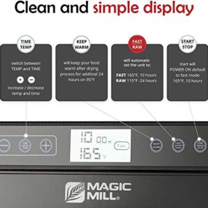 Magic Mill Food Dehydrator Machine (10 Stainless Steel Trays) Digital Adjustable Timer | Temperature Control | Keep Warm Function | Dryer for Jerky, Herb, Meat, Beef, Fruit and To Dry Vegetables