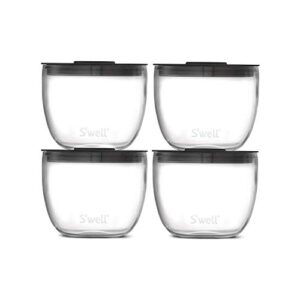 s’well prep food glass bowls – set of 4, 12oz – make meal easy and convenient – leak-resistant pop-top lids – microwavable and dishwasher-safe, clear (14212-b20-69900)