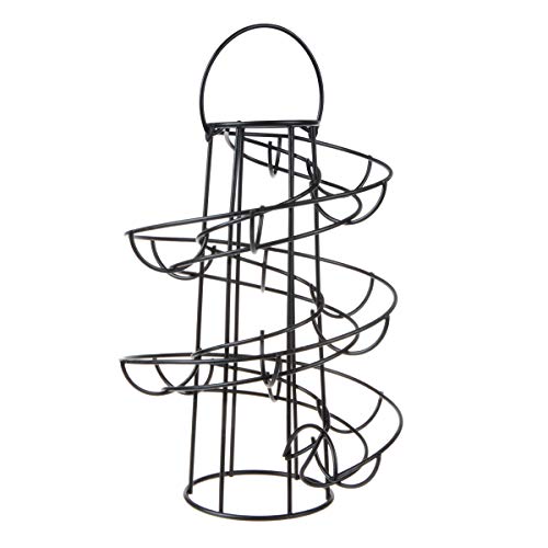 Egg Skelter Deluxe Modern Spiraling Dispenser Rack - Freestanding Wire Chicken Egg Storage Organizer Display Holder Basket for Countertop Kitchen,Black