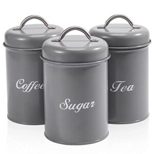 dxlac 3pc, food jars canisters for coffee tea sugar, airtight stainless steel kitchen food storage container sets, small kitchen canisters for tea coffee sugar storage