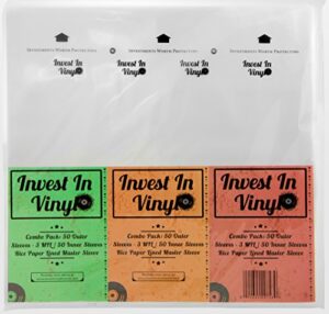 100 lp sleeves combo pack (50 3 mil outer & 50 master inner sleeves) 33 rpm 12″ vinyl record sleeves provide your lp collection with the proper protection – invest in vinyl