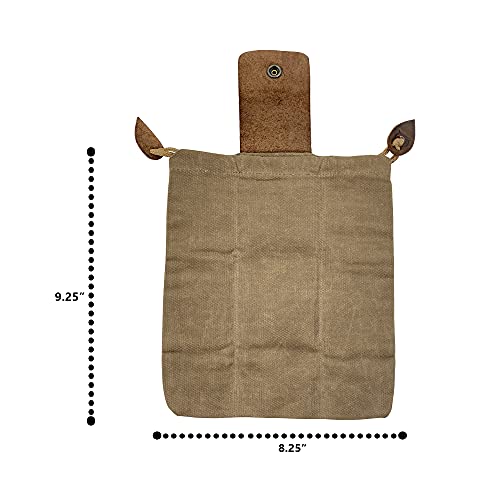 Hide & Drink, Waxed Canvas Foraging Pouch (Collapsible) for Hiking, Treasures & Seashells, Easy Looping Around Belts, Hands-Free Access, Genuine Leather, Handmade Includes 101 Year Warranty (Fatigue)