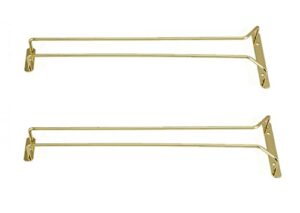 great credentials set of 2-16-inch long, wine glass rack, wire hanging rack, wine glass hanging rack, wire wine glass hanger rack, stemware rack, under cabinet, brass finish (brass)