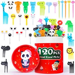 120pcs animal food picks for kids, vicuna r toddler food picks bpa-free, fun kids food picks for bento box, reusable cute fruit toothpicks, kids lunch accessories decorations