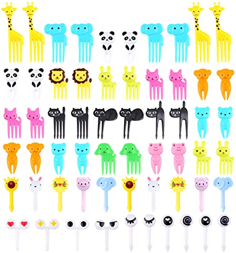 120PCS Animal Food Picks for Kids, Vicuna R Toddler Food Picks BPA-Free, Fun Kids Food Picks for Bento Box, Reusable Cute Fruit Toothpicks, Kids Lunch Accessories Decorations