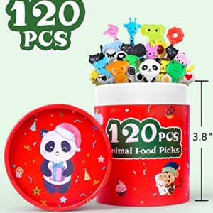 120PCS Animal Food Picks for Kids, Vicuna R Toddler Food Picks BPA-Free, Fun Kids Food Picks for Bento Box, Reusable Cute Fruit Toothpicks, Kids Lunch Accessories Decorations