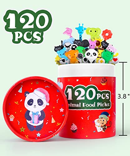 120PCS Animal Food Picks for Kids, Vicuna R Toddler Food Picks BPA-Free, Fun Kids Food Picks for Bento Box, Reusable Cute Fruit Toothpicks, Kids Lunch Accessories Decorations