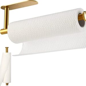 Paper Towel Holders,Paper Towels Rolls - for Kitchen,Paper Towels Bulk- Self-Adhesive Under Cabinet,Both Available in Adhesive and Screws,Stainless Steel Paper Towel Holder (Gold)