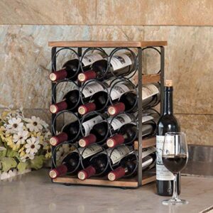 X-cosrack Rustic 12 Bottles Wine Holder Rack Tabletop Wine Racks Countertop Wine Bottles Organizer Stand Tabletop Liquor Storage Shelf Wood & Iron 12.60''L x 7.9''W x 17.8''H