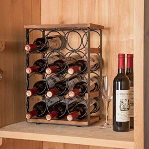 X-cosrack Rustic 12 Bottles Wine Holder Rack Tabletop Wine Racks Countertop Wine Bottles Organizer Stand Tabletop Liquor Storage Shelf Wood & Iron 12.60''L x 7.9''W x 17.8''H