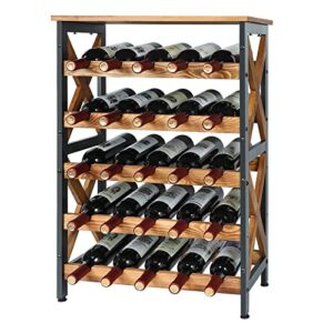 25 bottle wine rack freestanding floor rustic wine holder stand 5 tier wobble-free tall wine racks wine large display storage shelf for cellar kitchen 21.6”l x 10.6”w x 31.8”h