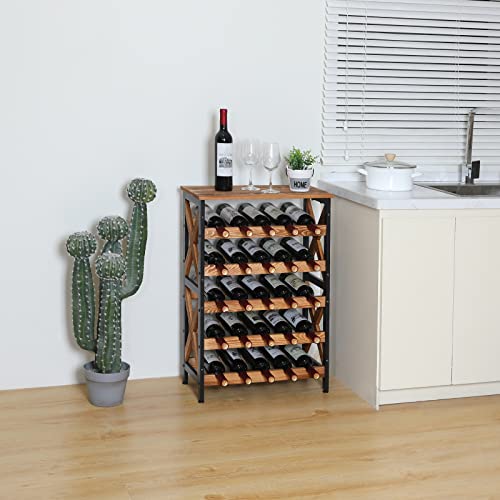 25 Bottle Wine Rack Freestanding Floor Rustic Wine Holder Stand 5 Tier Wobble-Free Tall Wine Racks Wine Large Display Storage Shelf for Cellar Kitchen 21.6''L x 10.6''W x 31.8''H