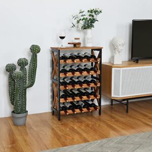 25 Bottle Wine Rack Freestanding Floor Rustic Wine Holder Stand 5 Tier Wobble-Free Tall Wine Racks Wine Large Display Storage Shelf for Cellar Kitchen 21.6''L x 10.6''W x 31.8''H