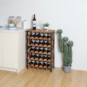 25 Bottle Wine Rack Freestanding Floor Rustic Wine Holder Stand 5 Tier Wobble-Free Tall Wine Racks Wine Large Display Storage Shelf for Cellar Kitchen 21.6''L x 10.6''W x 31.8''H