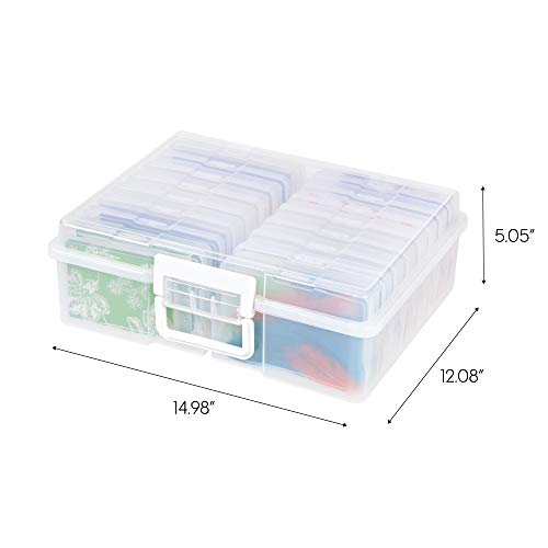 IRIS USA 4" x 6" Photo Storage Craft Keeper, 2 Pack, Main Container with 16 Organization Cases for Pictures, Crafts, Scrapbooking, Stationery Storage, Protection and Organization, Clear