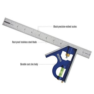 Irwin Tools Combination Square, Metal-Body, 12", 1794469