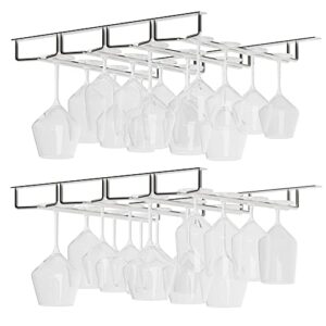 wallniture pinot wine glass rack under cabinet 17″ champagne, cocktail and wine glass holder kitchen decor chrome, set of 2