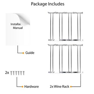 Wallniture Pinot Wine Glass Rack Under Cabinet 17" Champagne, Cocktail and Wine Glass Holder Kitchen Decor Chrome, Set of 2