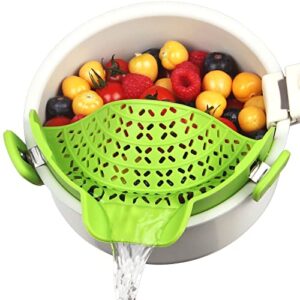 Pasta Strainer and Pot Strainer Kitchen Gadgets - Adjustable Silicone Clip On Strainer for Pots Pans and Bowls Strainers for Kitchen