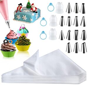 piping bags disposable 100pcs, firstake 12 inch thickened pastry bags, anti burst frosting bags, non-slip icing piping bags and tips set for baking cupcake, cookies and cake decorating