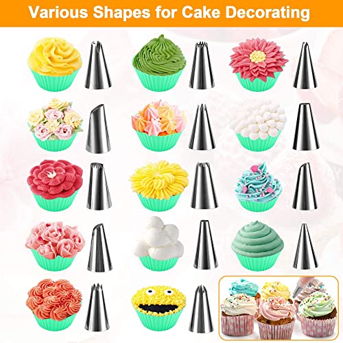 Piping Bags Disposable 100pcs, firstake 12 Inch Thickened Pastry Bags, Anti Burst Frosting Bags, Non-slip Icing Piping Bags and Tips Set for Baking Cupcake, Cookies and Cake Decorating