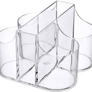 5 Compartment Classic Acrylic Napkin Holder with Cutlery Organizer Caddy Bin, For Spoons, Forks, Knives & Cups Divided Storage!