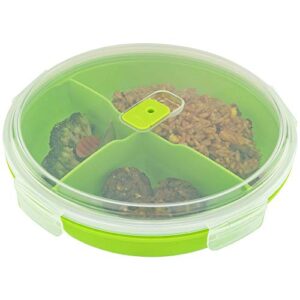 microwave food storage tray containers – 3 compartment section divided bpa free plates w/ vented lid – for leftovers or lunch