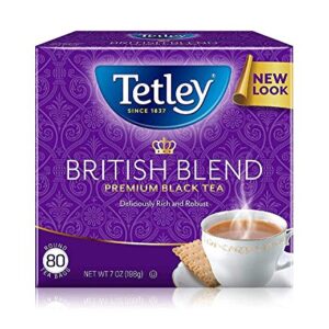 Tetley British Blend Premium Black Tea, Rainforest Alliance Certified, 80 Tea Bags (Pack of 4)