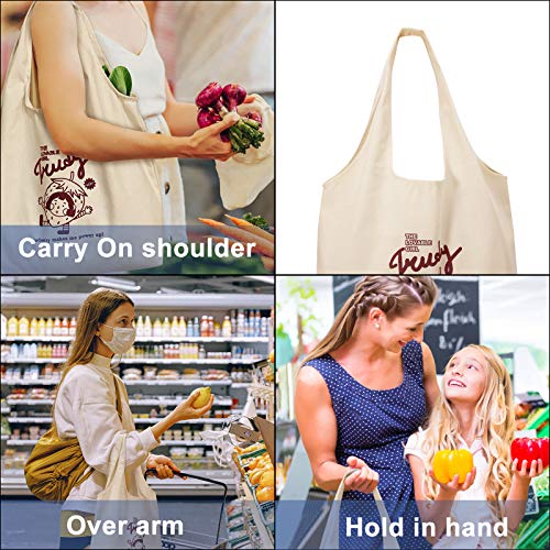 CGBE Canvas Tote Bags with Inner Pocket Reusable Grocery Bags Bulk Reusable Shopping Bags Large Capacity Machine Washable