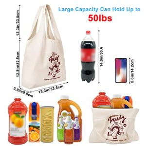 CGBE Canvas Tote Bags with Inner Pocket Reusable Grocery Bags Bulk Reusable Shopping Bags Large Capacity Machine Washable