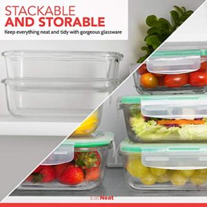 EATNEAT 5-Pack of Glass Food Storage Containers with Airtight Snap Locking Lids to Keep Food Fresh - Oven to Table to Freezer | BPA-FREE