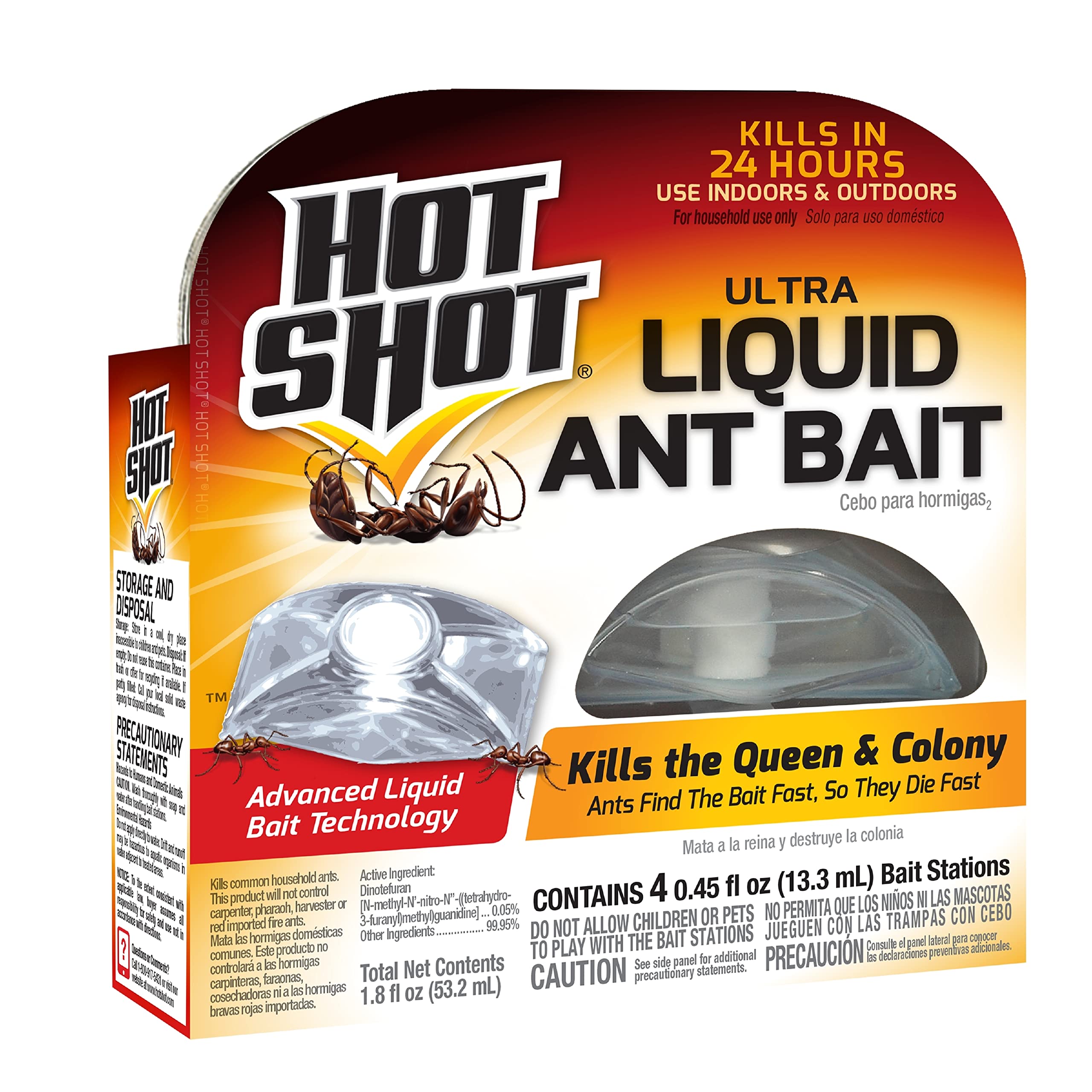 Hot Shot Ultra Liquid Ant Bait, Contains Both Food & Water, 4 Count, Berry