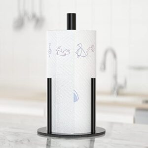 4 arms design paper towel holder black kitchen roll holder, premium stainless steel paper towel holder for kitchen roll organize, one-handed operation countertop roll dispenser