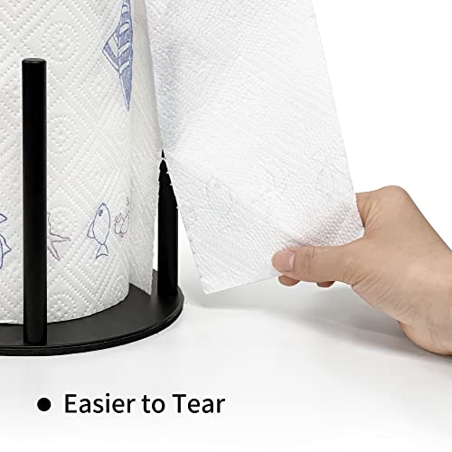 4 Arms Design Paper Towel Holder Black Kitchen Roll Holder, Premium Stainless Steel Paper Towel Holder for Kitchen Roll Organize, One-Handed Operation Countertop Roll Dispenser