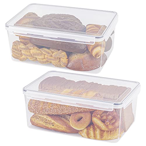 Tiawudi 2 Pack Large Bread Box for Kitchen Countertop, Airtight Bread Storage Container for Homemade Bread and Bakery Loaf, Plastic Bread Keeper, 11.6 Qt / 11L Each