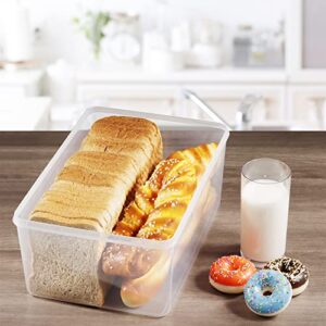 Tiawudi 2 Pack Large Bread Box for Kitchen Countertop, Airtight Bread Storage Container for Homemade Bread and Bakery Loaf, Plastic Bread Keeper, 11.6 Qt / 11L Each