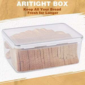 Tiawudi 2 Pack Large Bread Box for Kitchen Countertop, Airtight Bread Storage Container for Homemade Bread and Bakery Loaf, Plastic Bread Keeper, 11.6 Qt / 11L Each