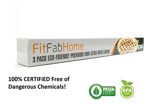 FitFabHome 3 Pack Large Non Stick Oven Liners Mat BPA and PFOA Free, Protect the Bottom of Electric or Gas Oven Toaster Oven Stovetop Air Fryer Grill…