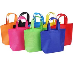 shindel 24 pack 13″ tote gift bags one side blank non-woven bags colored treat bags, easter egg hunt bags