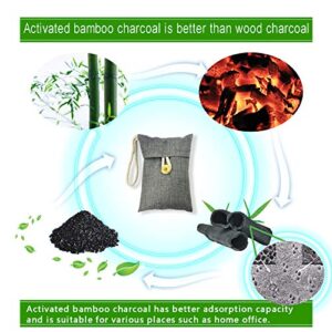 Charcoal bags Odor Absorber Activated Bamboo Charcoal Air Purifying Bag for Home Odor Eliminator Car Air Freshener for Closet Deodorizer Shoe Room Basement Litter Box Pet safe Bag 15Packs×100g