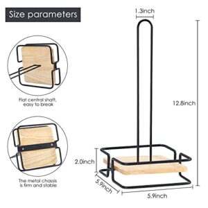 2 Pack Wood Paper Towel Holder, Paper Towel Holder Black Kitchen Roll Holder, for Kitchen Roll Organize, One-Handed Operation Countertop Roll Dispenser