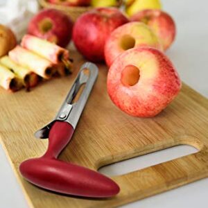 Zulay Premium Apple Corer - Easy to Use Durable Apple Corer Remover for Pears, Bell Peppers, Fuji, Honeycrisp, Gala and Pink Lady Apples - Stainless Steel Best Kitchen Gadgets Cupcake Corer - Red