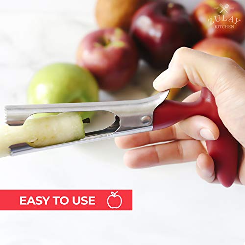 Zulay Premium Apple Corer - Easy to Use Durable Apple Corer Remover for Pears, Bell Peppers, Fuji, Honeycrisp, Gala and Pink Lady Apples - Stainless Steel Best Kitchen Gadgets Cupcake Corer - Red