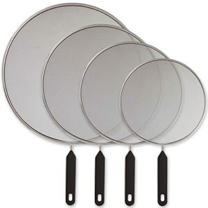 u.s. kitchen supply set of 4 classic splatter screens, 13″, 11.5″, 10″, and 8″ – stainless steel fine mesh, comfort grip handles – use on boiling pots frying pans – grease oil guard, safe cooking lid