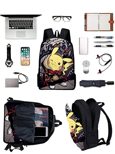 KIDZOY Anime Cartoon Backpack Set with Insulated Lunch Tote, Notebook, and Pencil Pouch - School Bookbag and Travel Bag for Kids, Teens, Men, and Women -School bag + pen bag