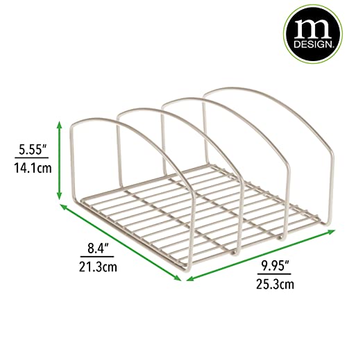 mDesign Steel Cookware Holder, Storage Organizer Rack with Three Slots for Kitchen Cabinet, Pantry, Holds Pans, Pots, Lids, Cookie Sheets, Cutting Boards - Concerto Collection - Satin