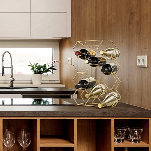 Bremel Home Wine Rack Hexagon Countertop Gold