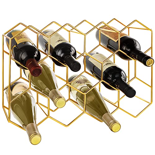 Bremel Home Wine Rack Hexagon Countertop Gold